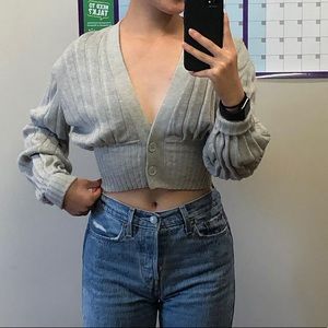 WILFRED PLUNGE CARDIGAN IN GREY (Aritzia)